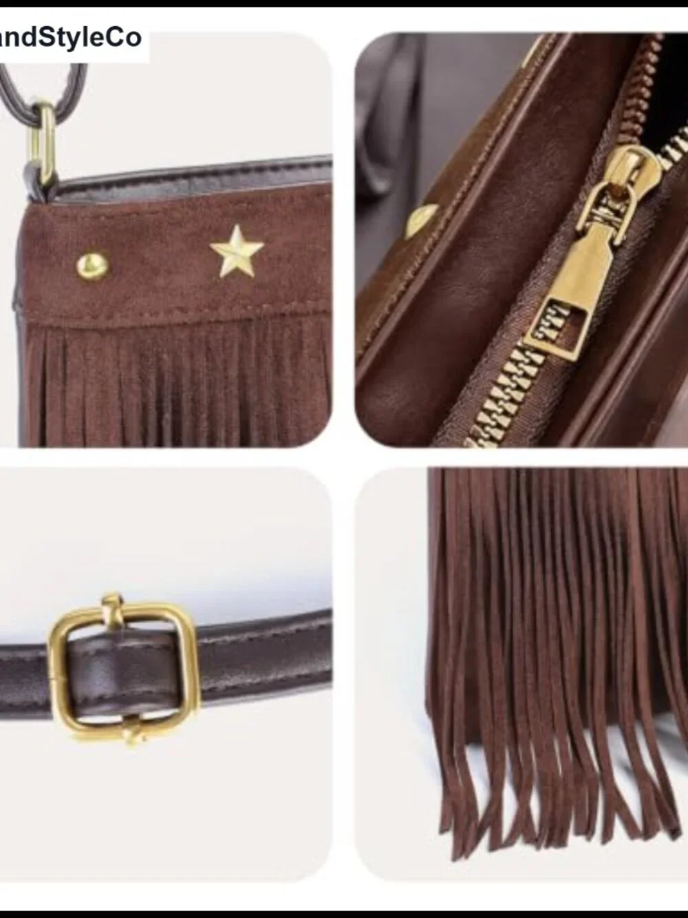 Western Fringe Crossbody Bag Suede Shoulder Purse Boho